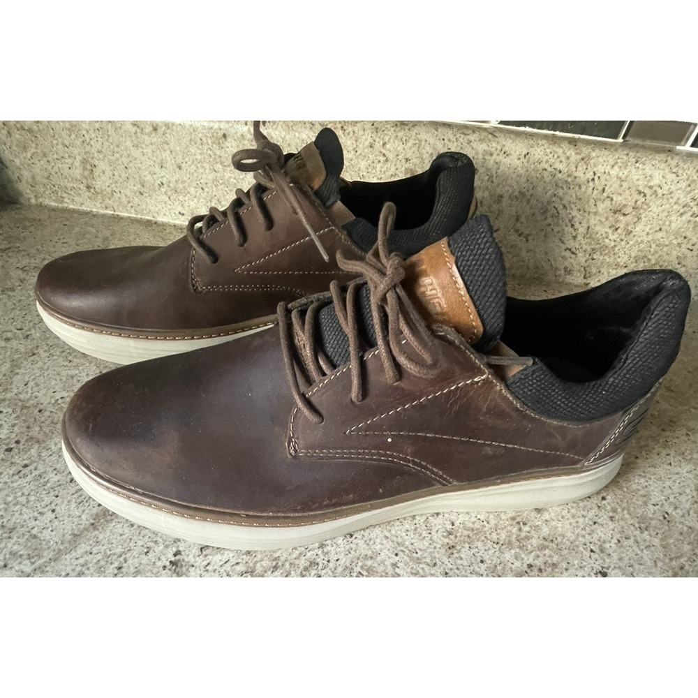 Skechers Mens Classic Fit Doveno Brown Gogo Mat Oxford Casual Shoes Sz 12